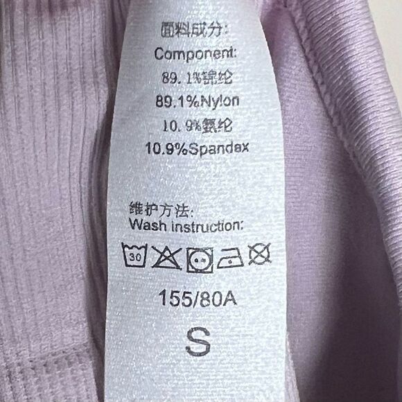 Halara Ribbed Tank Top with Built in Bra in Lilac Cream - Picture 6 of 12